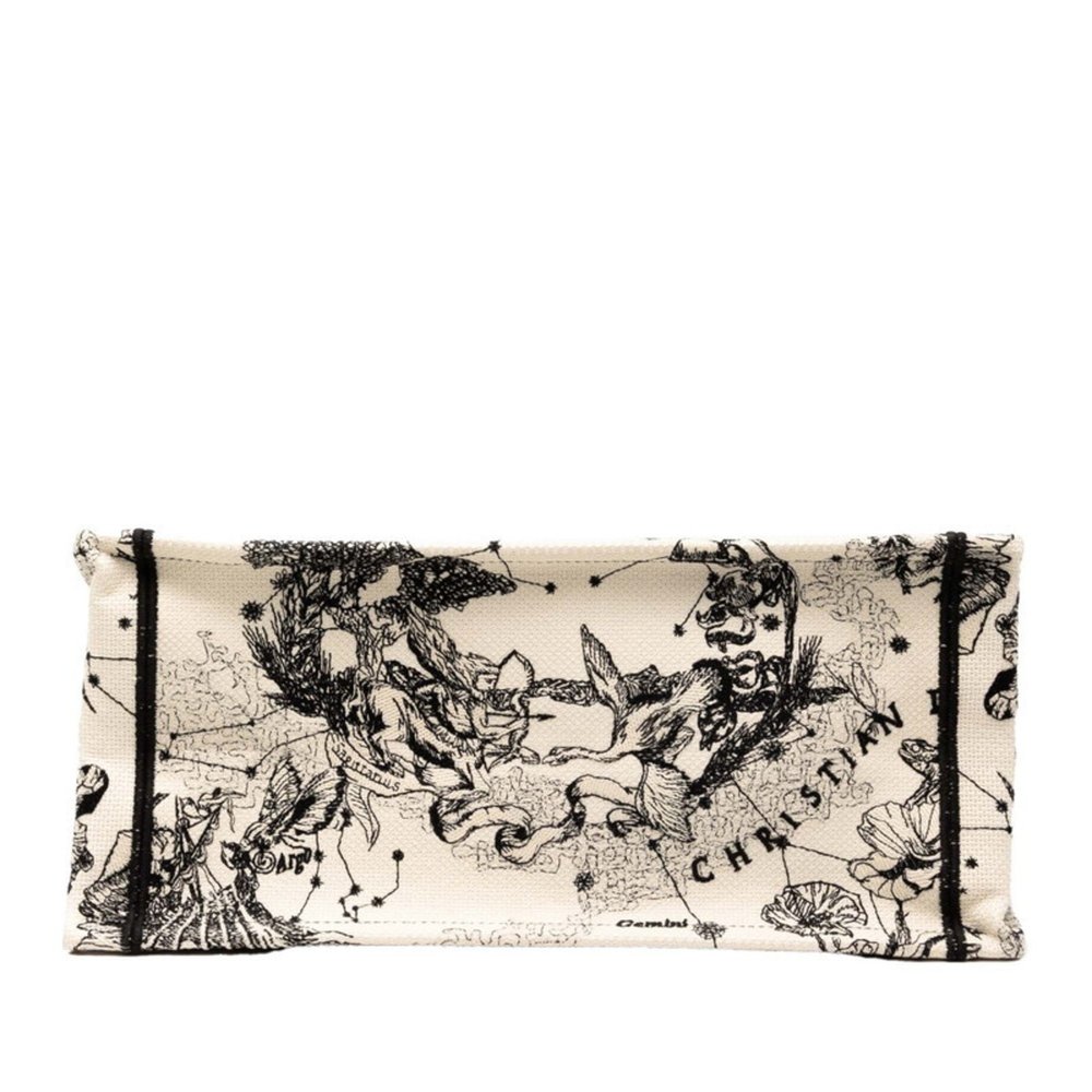 Christian Dior Dior Book Tote Medium Zodiac Embroidery Bag Beige Black Canvas... - Picture 3 of 6
